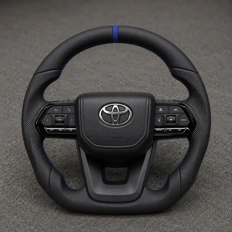 For Toyota Series 2015–2026 Nappa Leather Custom Walnut Wood Steering Wheel -JIONX