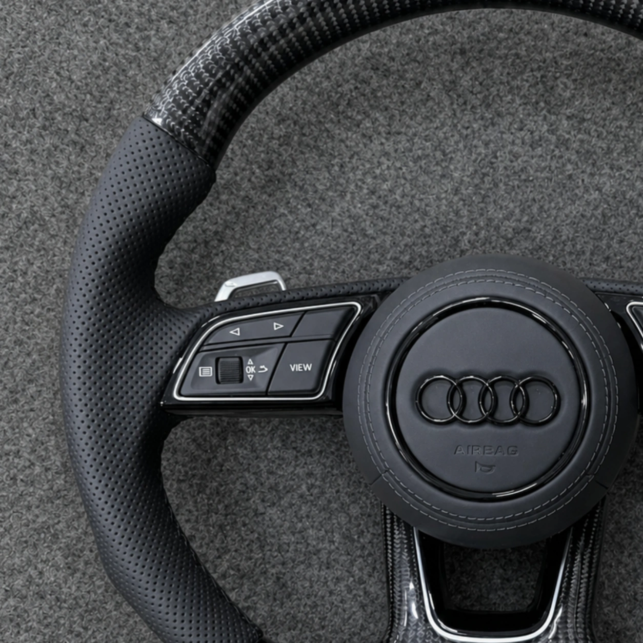 Breathable Perforated Leather And Precise Stitching Audi Custom Steering Wheel JIONX
