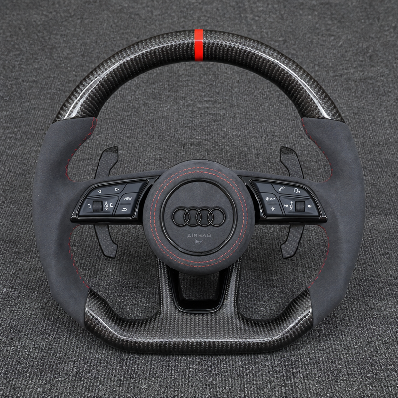 Custom Alcantara Nappa Leather Carbon Fiber LED Steering Wheel for Audi A6 S6 RS6 A7 S7 RS7 C4 C5 C6 C7 C8 4G 4K 1994–2026 -JIONX