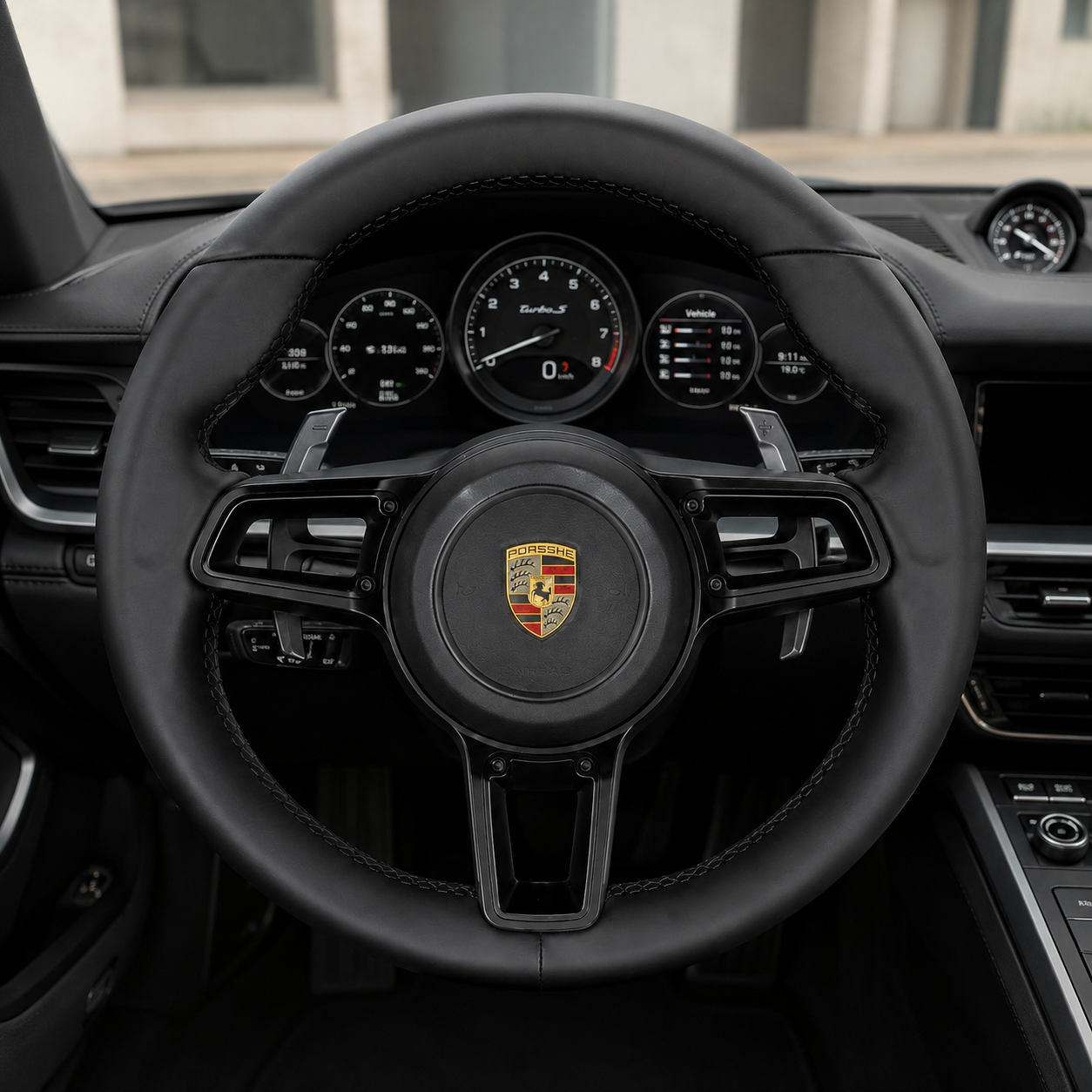Custom Black Genuine Leather Steering Wheel Designed for Porsche Panamera 911 And 918