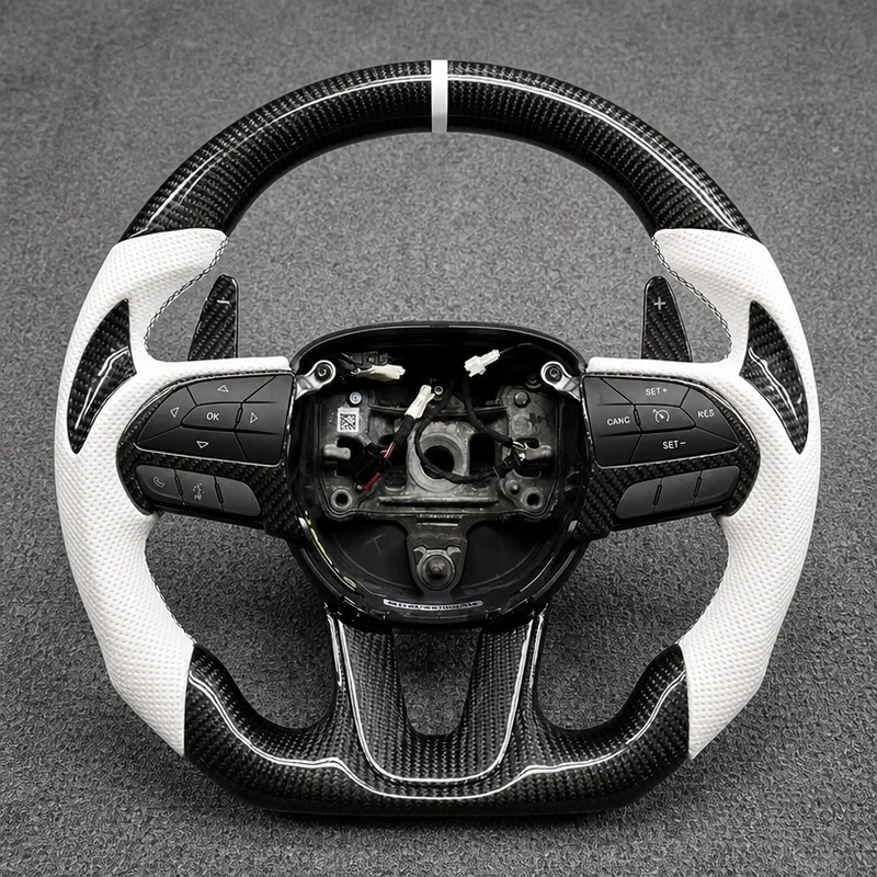 Dodge Challenger Custom Real Carbon Fiber Flat Bottom Steering Wheel 2008–2023 | JIONX