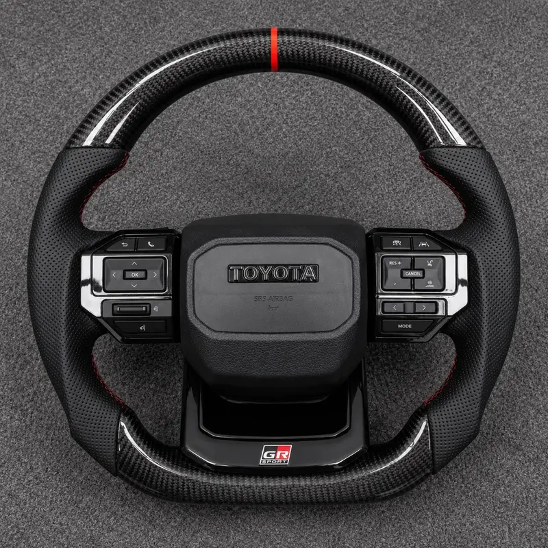 Toyota Custom Real Carbon Fiber Flat Bottom Steering Wheel Nappa Leather | JIONX
