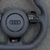 JIONX smooth OEM nappa leather rim texture closeup for Audi B8 custom steering wheel