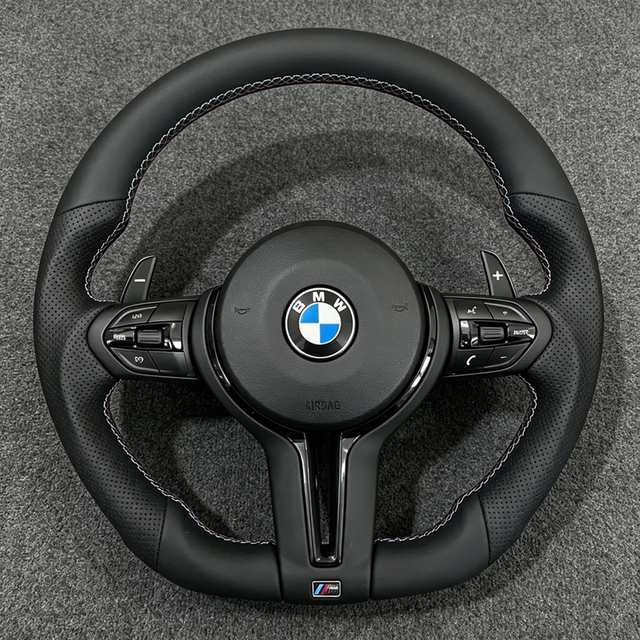 M Sports Leather Steering Wheel for BMW Flat Bottom M5 M6 X5 F01 F02 F03 F06 F07 F10 F11 F12 F13 F18 F90 F91 F92 F93 2009-2017