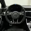 Flat Bottom Carbon Alcantara Steering Wheel Installed On Audi A6 A7 C8 Cockpit Performance Refit JIONX