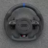 Audi flat bottom steering wheel replacement with Nappa leather and Alcantara finish