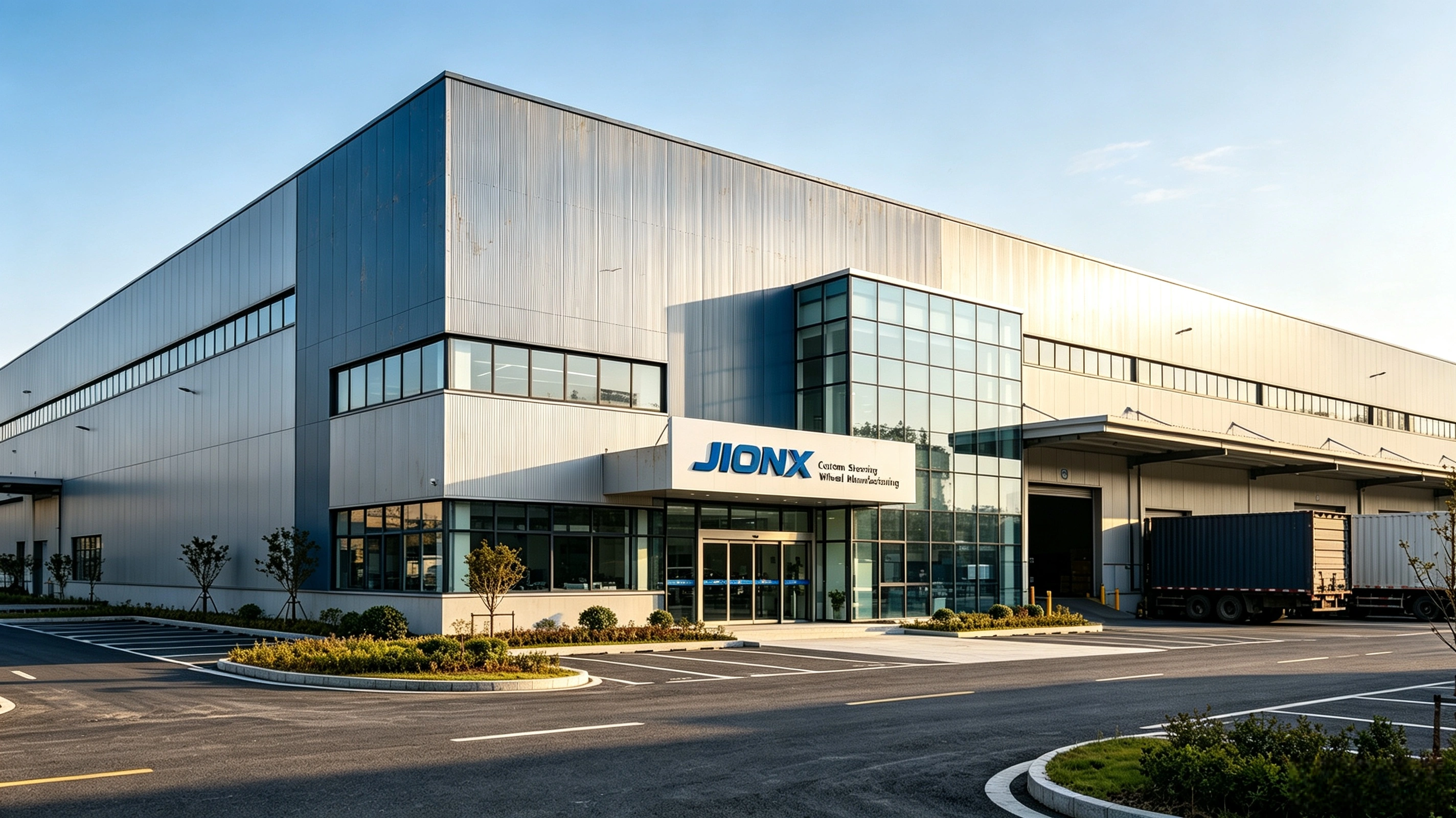 Exterior view of JIONX factory, professional custom carbon fiber steering wheel manufacturer