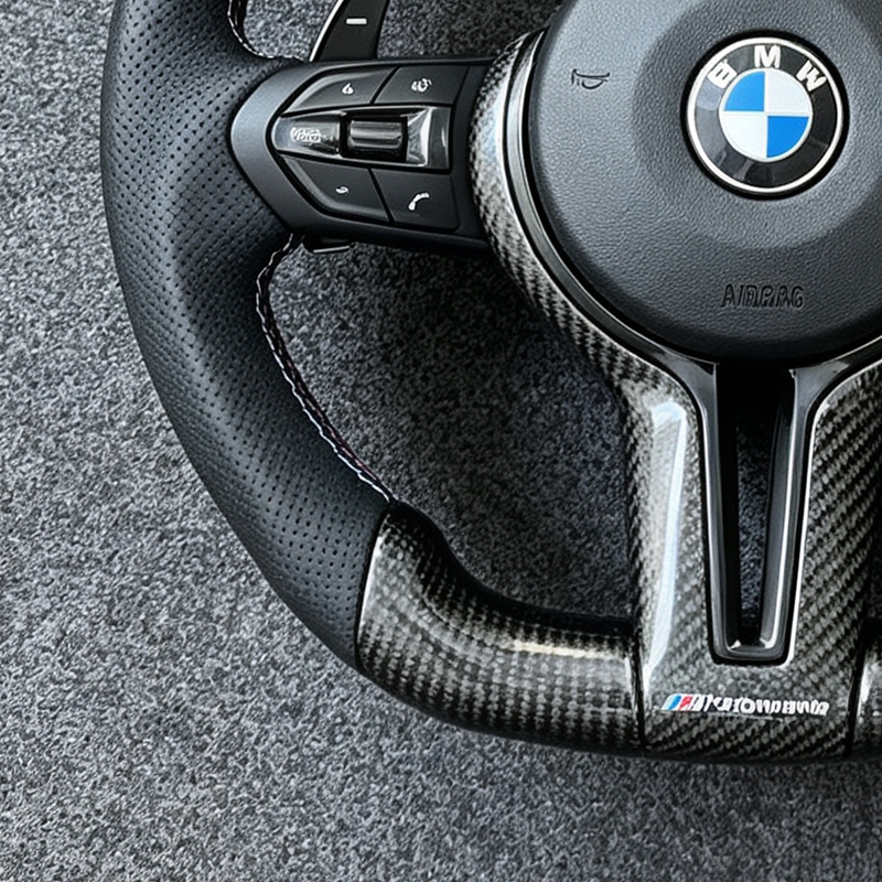 BMW F01 F06 F10 F11 F12 F20 F21 F22 F25 F26 F30 F31 F32 F33 F34 F36 M3 F80 M4 F82 M5 F90 Blue and red M sport steering wheel