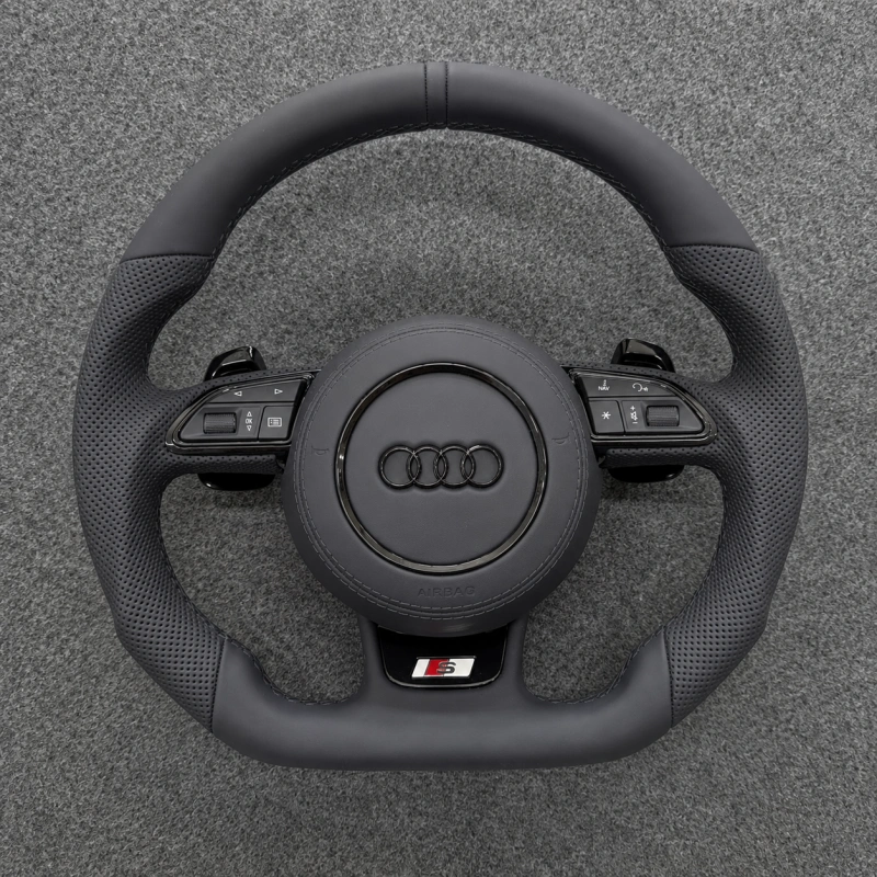 JIONX Custom Hand Stitched Suede Top Perforated Leather Steering Wheel For Audi A3 A4 B8 A5 A6 A7 Q3 Q5 Q7 S8 R8