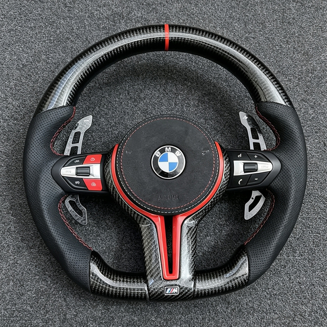 Carbon Fiber M Sport Steering Wheel For F30 M3 F80 F45 F20 F23 F10 F07 F01 F06 E87 E90 E92 E84 E70 Flat Style Car Accessory