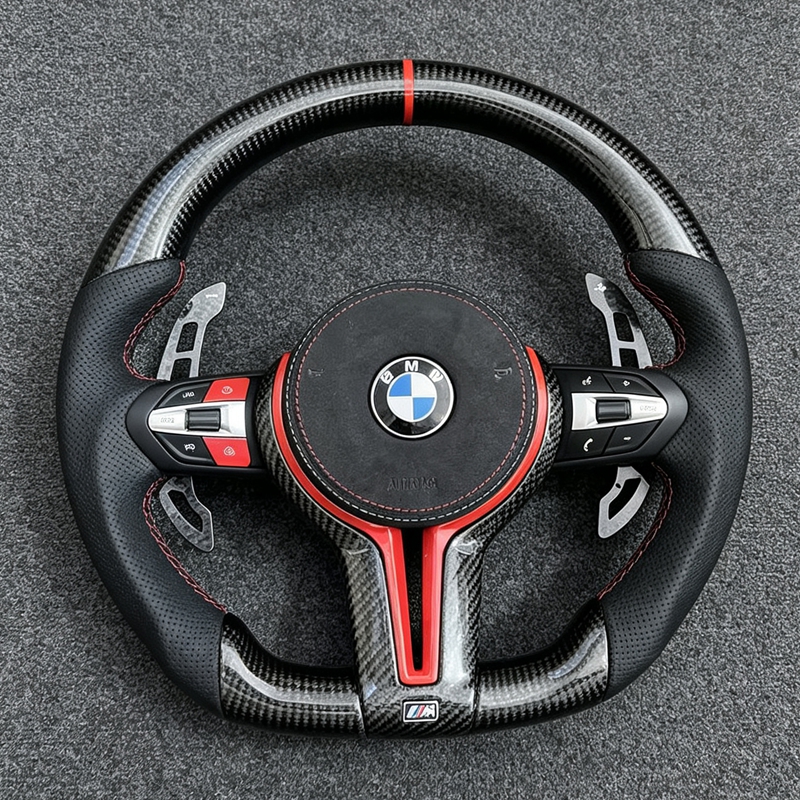 Carbon Fiber M Sport Steering Wheel For F30 M3 F80 F45 F20 F23 F10 F07 F01 F06 E87 E90 E92 E84 E70 Flat Style Car Accessory