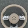 Beige Leather AMG Steering Wheel for Mercedes Benz CLA GLC GLB GLS GLE W118 W205 W213 C63 E63 G63