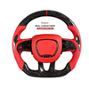 Customized Real Carbon Fiber Steering Wheel for Dodge Challenger Charger Hellcat Srt 2015+ Perforated Leather W/ Thumb Grip