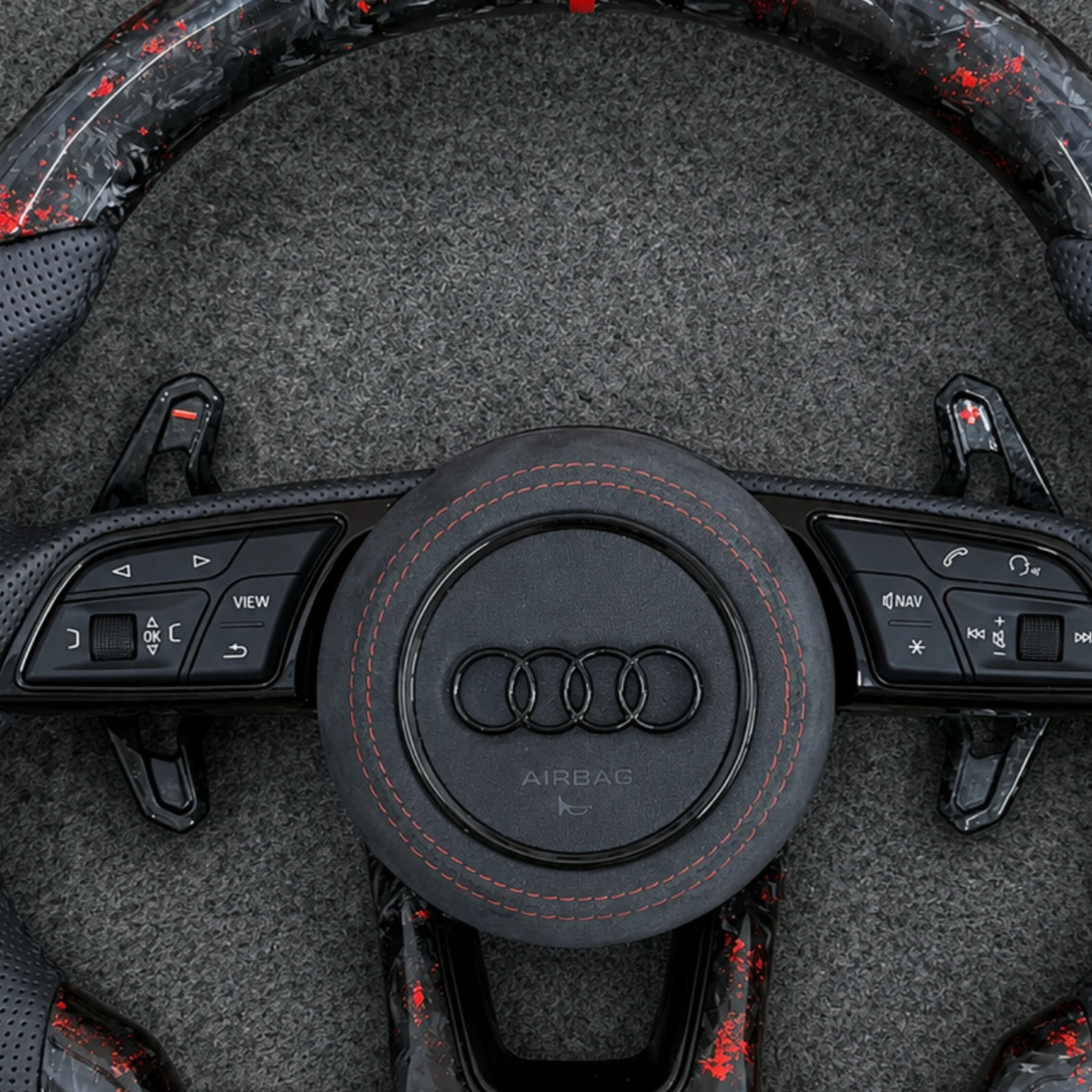 Multifunctional Control Button Detail Audi Flat Bottom Steering Wheel JIONX