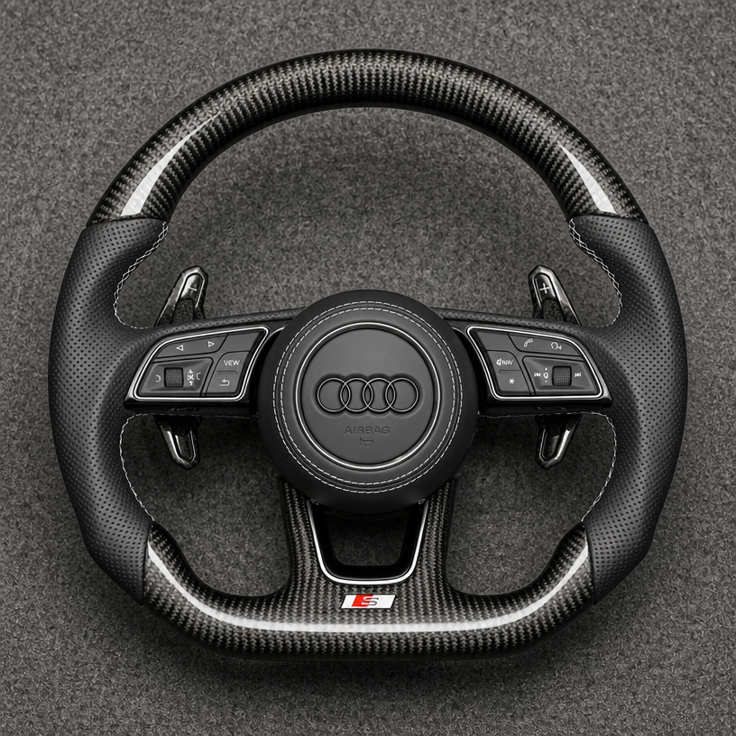 Custom Alcantara Nappa Leather Carbon Fiber LED Wheel for Audi A8 S8 D2 D3 D4 D5 1994–2026 -JIONX