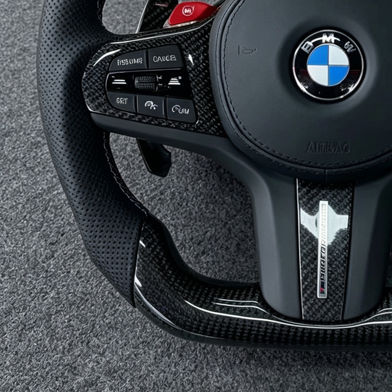 Used for Modifying BMW CS Steering Wheel with Semi Perforated Leather Carbon Fiber Sports Wheel
