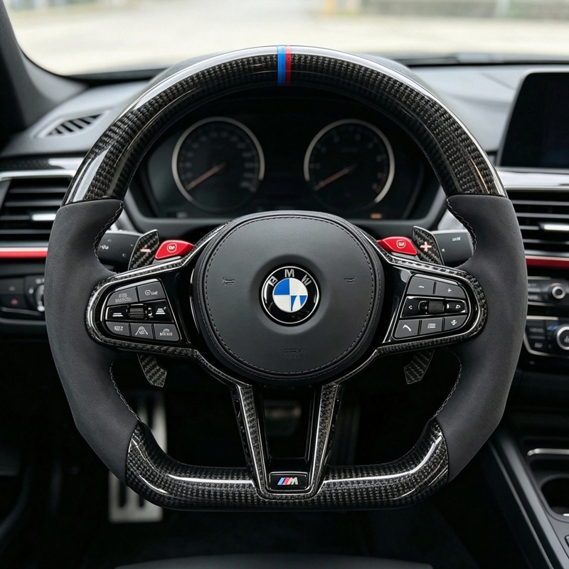 Custom G CS Series X3 G01 X5 G05 X6 G06 Z4 G29 I4 G26 M2 G87 M3 G80 M4 G82 M5 G90 Carbon Fiber Faux Suede Steering Wheel