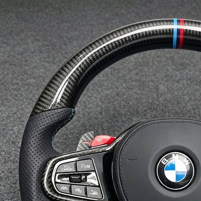 For BMW E90 E92 E8X G20 G28 G30 G38 G45 G60 G70 X3 X4 X5 X6 Mini F56 LCI Modified Forged Carbon Fiber LED Leather Steering Wheel