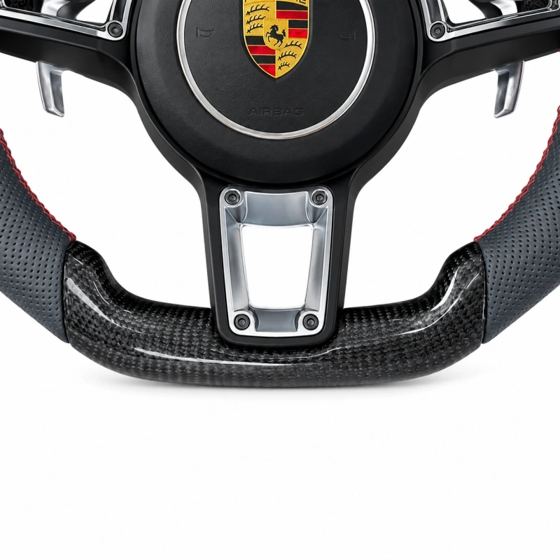 Custom Carbon Fiber Steering Wheel with LED Shift Lights for Porsche 911 (Cocoa/Tayneen)