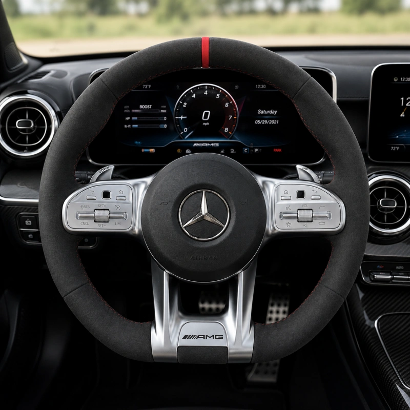 Upgrade Black Alcantara Steering Wheel for Mercedes Benz AMG W118 W205 W213 C63 E63 S63 G63