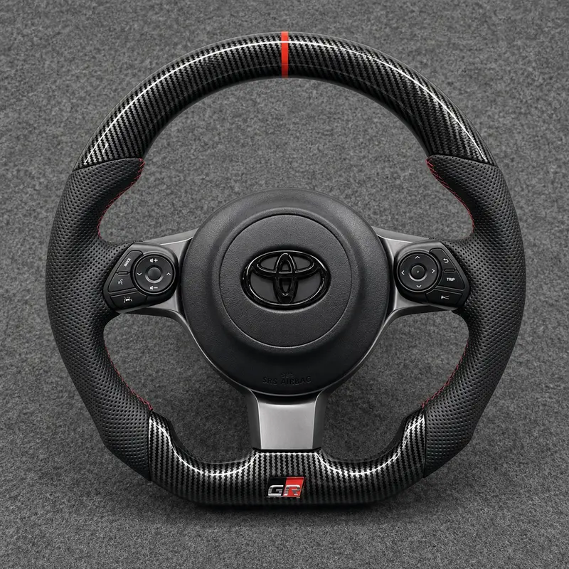 For Toyota Series 2015–2026 Nappa Leather Custom Real Carbon Fiber LED Steering Wheel -JIONX