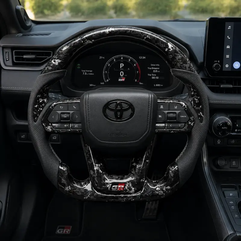 For Toyota 2015–2026 Nappa Leather Custom Real Forged Carbon Fiber Steering Wheel Carbon Fiber Trim -JIONX