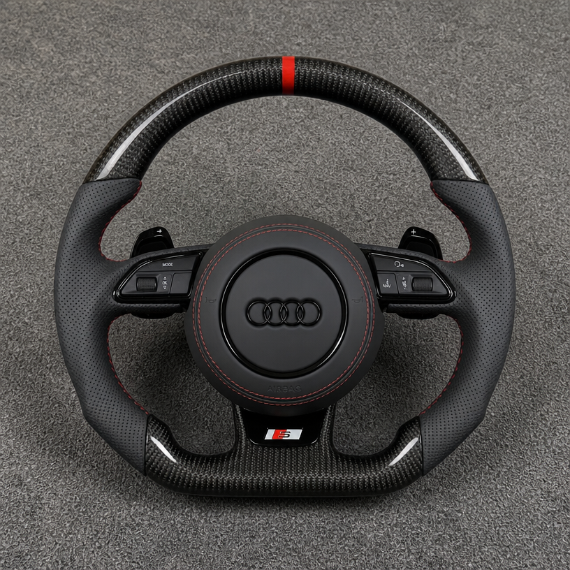Custom Alcantara Carbon Fiber LED Wheel for Select Audi A6 S6 RS6 A7 S7 RS7 Models B8 C4 C5 C6 C7 C8 4G 4K 1994–2026 -JIONX