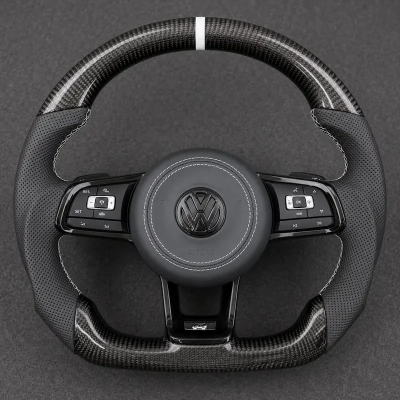 For Volkswagen Golf MK7 GTI Golf R 2012-2020 Custom Real Carbon Fiber Performance Steering Wheel | JIONX