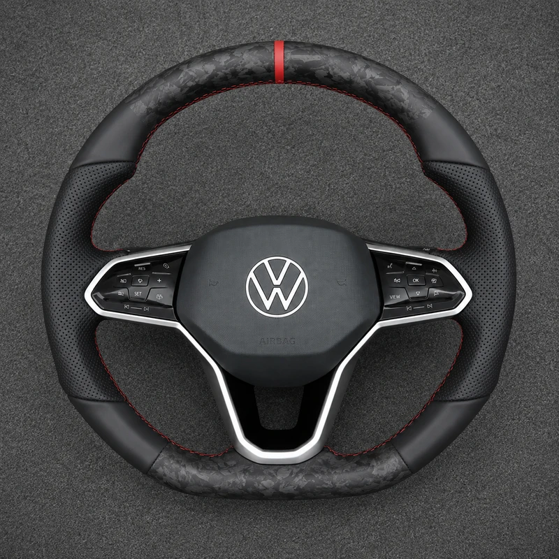For Volkswagen Golf MK8 GTI Golf R 2019-2026 Custom Real Carbon Fiber Flat Bottom Steering Wheel | JIONX