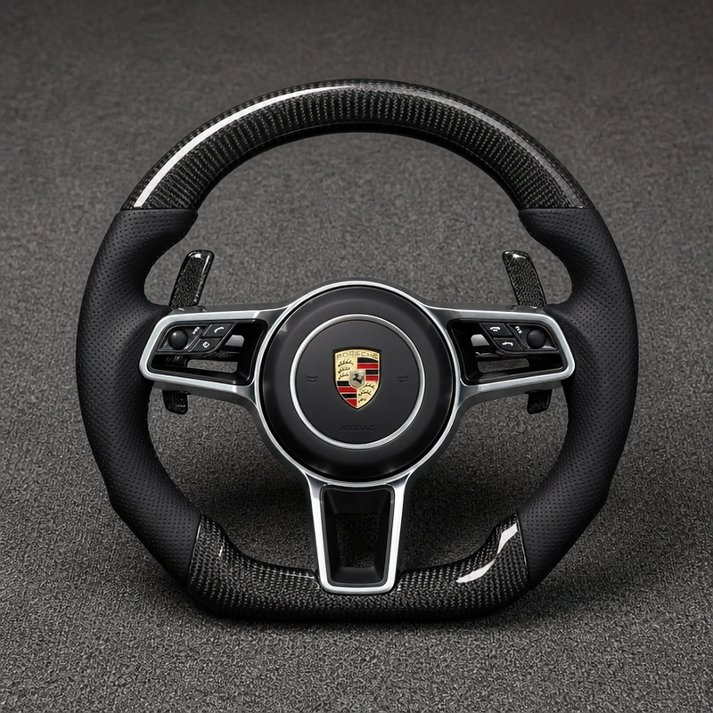 Porsche Macan 95B Custom Carbon Fiber Flat Bottom Steering Wheel 2014–2026 | JIONX