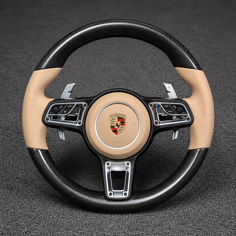 Porsche Taycan J1 2020–2026 Custom Steering Wheel Nappa Leather Real Carbon Fiber | JIONX