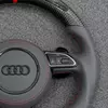 OEM matching multi-function control button layout on carbon fiber steering wheel for Audi A4 S4 B8 B8.5
