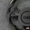 Anti-Slip Soft Alcantara Hand Grip Blue Stitch Detail Audi C8 Sport Steering Wheel JIONX