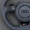 JIONX perforated anti-slip genuine leather grip detail on Audi B8 nappa steering wheel