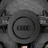 Audi four rings airbag cover with matching full-circle blue stitching flat bottom wheel