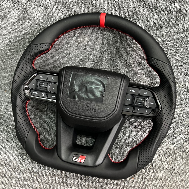 Factory Direct Leather Car Steering Wheel Sport Black Stitching Suitable Toyota Land Cruiser LC300 LC79 LC70 Hilux Fortuner