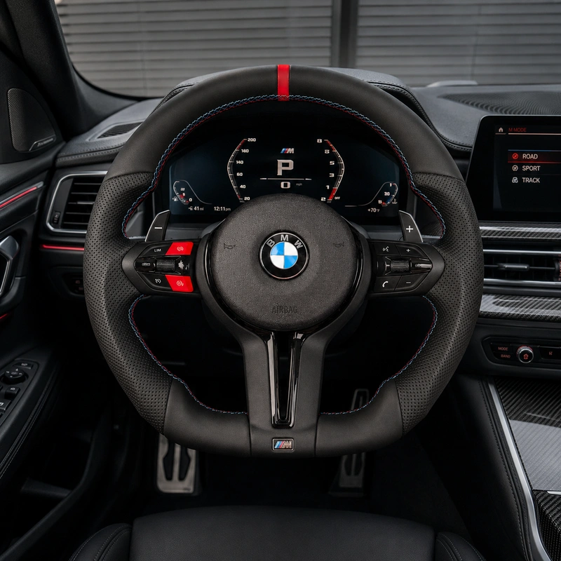 For BMW 3 Series M3 F30 F31 F34 F35 F80 2007–2021 Custom Made Nappa Leather Steering Wheel-JIONX