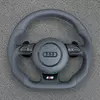 JIONX Audi flat bottom perforated leather steering wheel installed
