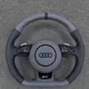 Flat bottom nappa steering wheel for Audi A3 A4 A5 A6 S5 with perforated grips JIONX