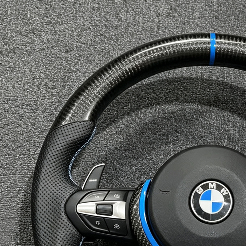 M Sport Half Leather Forged Carbon Steering Wheel F10 F20 F30 F32 F36 M3 F80 M4 F82 M2 F87 X3 F2