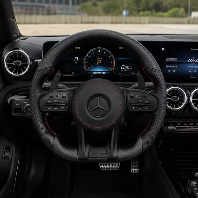 Custom AMG Racing Steering Wheel Black Perforated Leather for Mercedes Benz CLA GLC GLB GLS GLE W118 W204 W205 W212 W213 W221 W222 E63 E63S E63 S63 C63 CLS63 G63