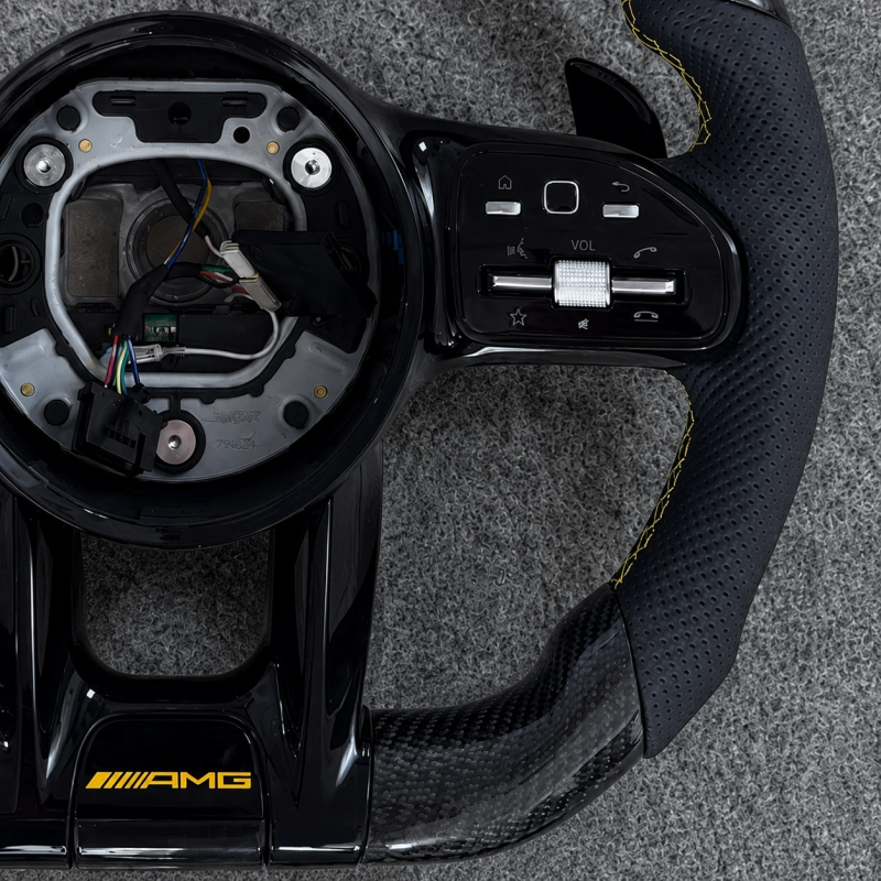 Custom Carbon Fiber Steering Wheel with Paddle Shifters for Mercedes Benz AMG A45 C63S G63 W205 W213 GLS GLE GLC