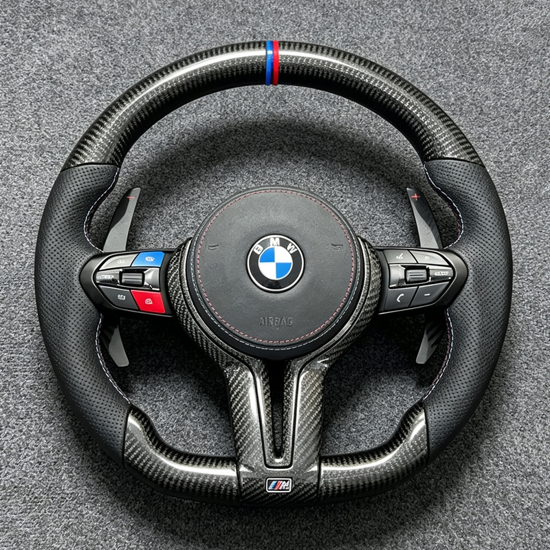F Series Flat Bottom Carbon Fiber Leather Steering Wheel for BMW F30 340i F10 535i F32 F20 F36 F22 M4 F82 X5 F15 M3 F11 F31
