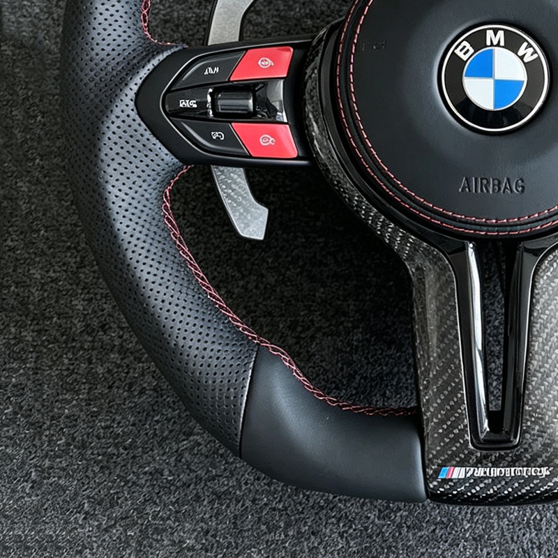 Suitable for BMW M3 M5 F10 F30 F20 F21 F22 F31 F32 F33 F34 F36 F15 F25 F26 F01 F07 Leather Semi Perforated Steering Wheel