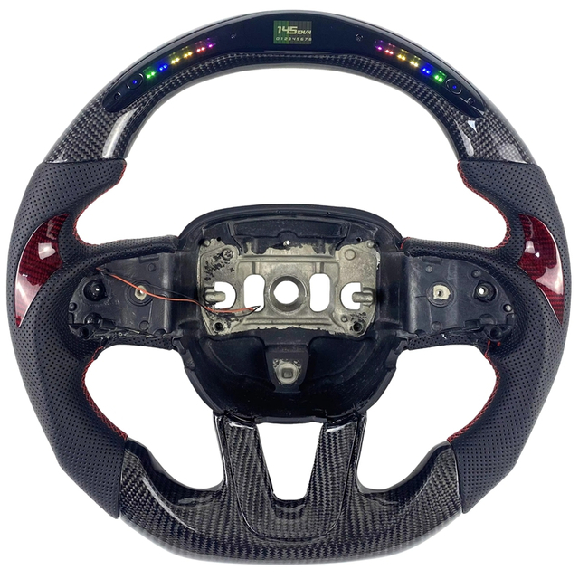 Forged Carbon Fiber alcantara Heated Grip Sports LED Steering Wheel 11-14 for Dodge Charger SRT Rt Challenger 2021 2022 2023