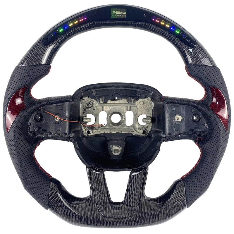 Forged Carbon Fiber alcantara Heated Grip Sports LED Steering Wheel 11-14 for Dodge Charger SRT Rt Challenger 2021 2022 2023
