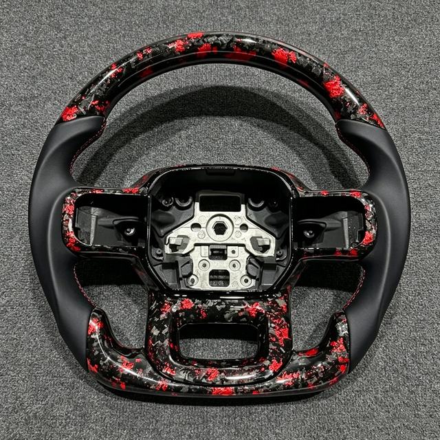 Wheel Parts Red Forged Carbon Fiber Steering Wheel for Ford Raptor F150 2015 2016 2018 2020 2022 F150 High-quality Car Tuning