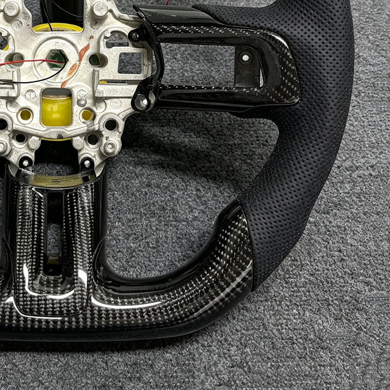 LED Display Screen Carbon Fiber Steering Wheel with Paddle Shifters for Ford Mustang GT Shelby GT500 GT350 2015-2023