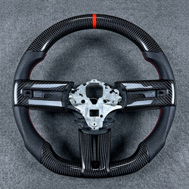 High Quality Real Carbon Steering Wheel for Ford Mustang GT 2005 2006 2007 2008 2009 Perforated Leather Sport Steering Wheel