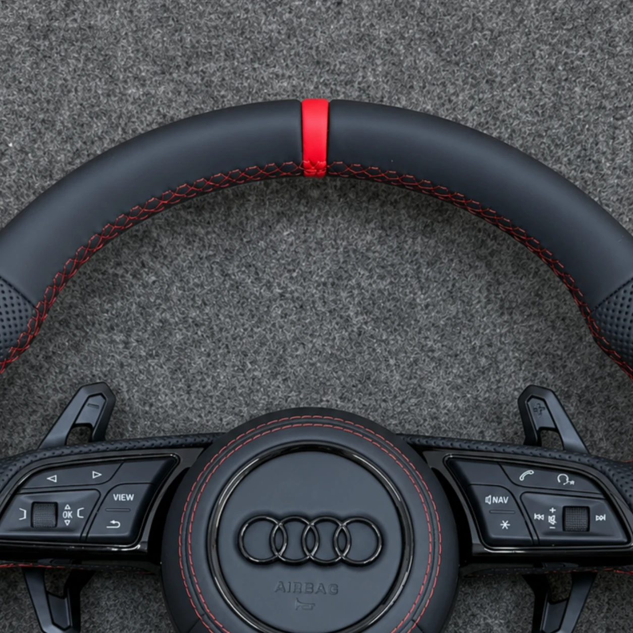 Red Top Marker Stripe Closeup Audi Sport Steering Wheel A4 A5 S4 S5 Jionx